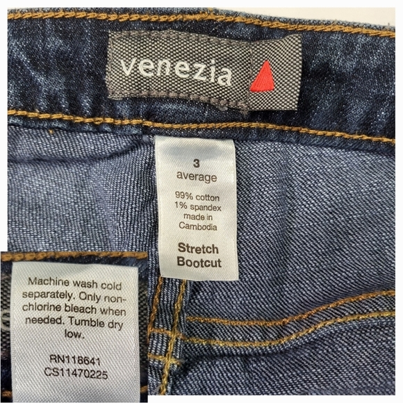 VENEZIA Bootcut Stretch Jeans in Dark Wash Sanded Denim - Size 18 - Picture 4 of 4